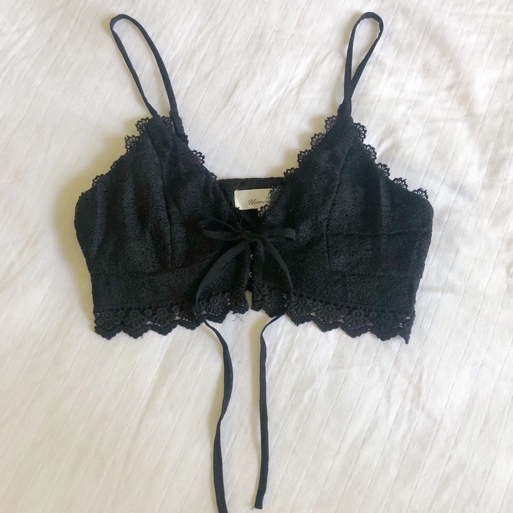 Black lace crop top